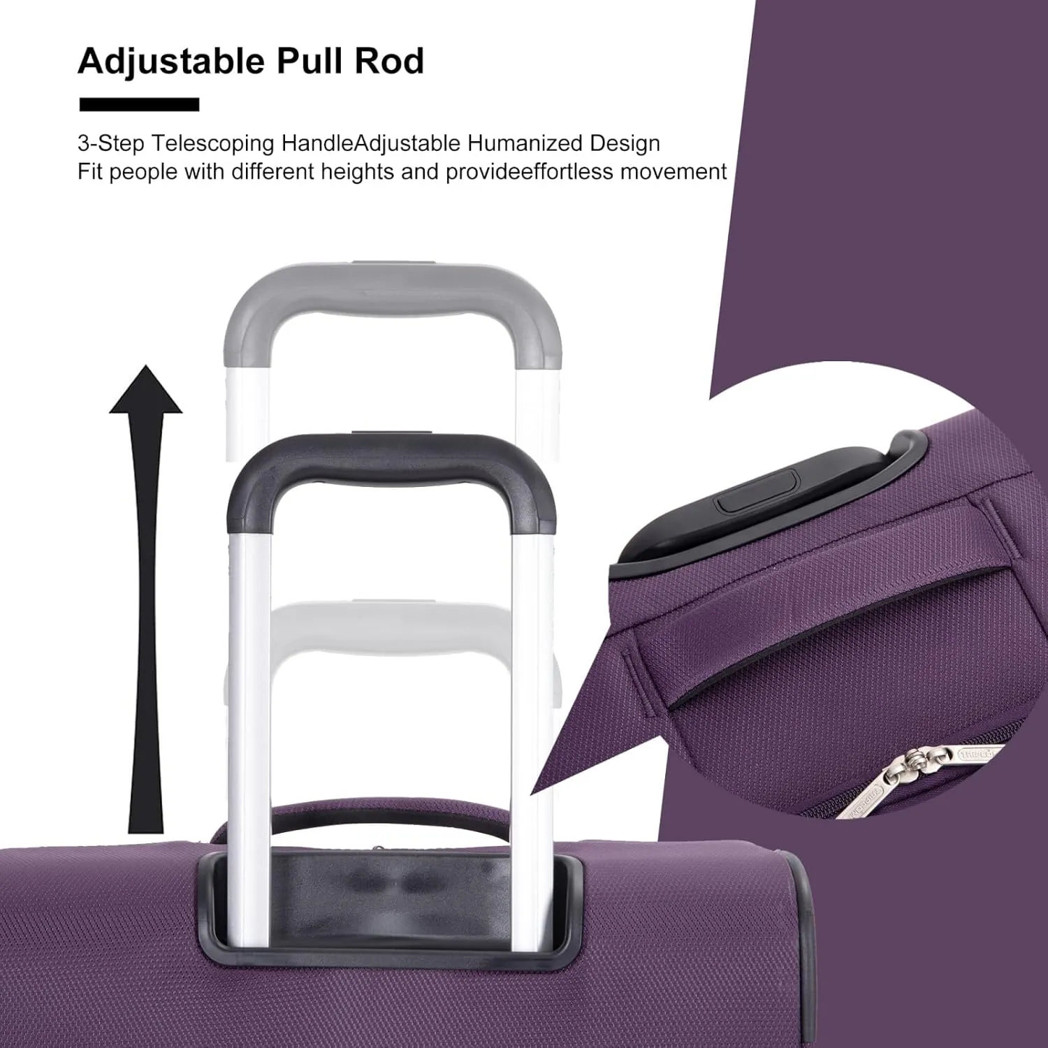 Tripcomp 2 Piece Luggage Set Softside, Lightweight Carry on Suitcase with Double Spinner Wheels and Travel Duffle Bag (3 Piece set (DB/TB), PURPLE)