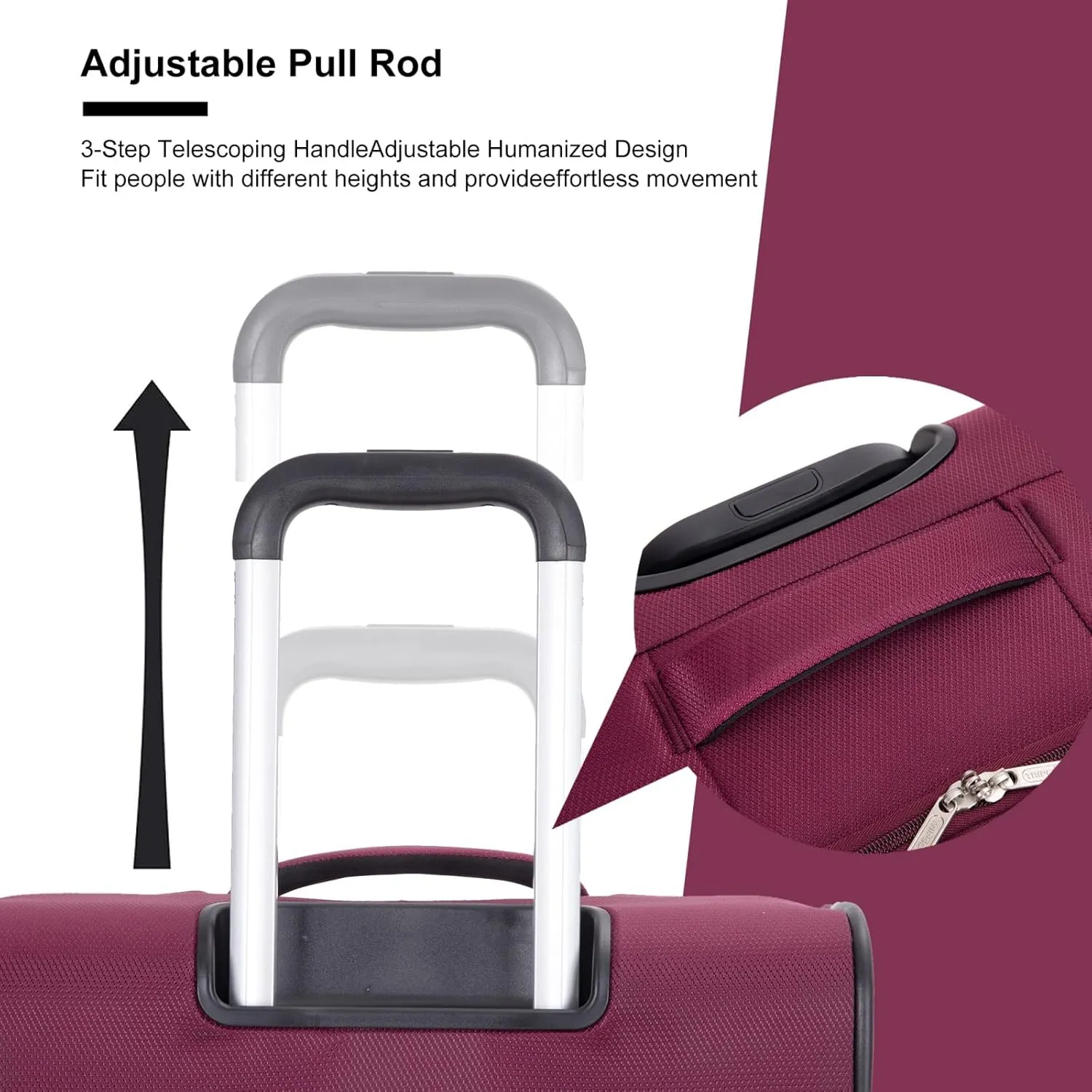 Tripcomp Luggage Sets 5 Piece with Spinner Wheel,Expandable Softside Luggage Sets with Travel Duffel Bag,Lightweight Travel Luggage set (3 Piece set (DB/TB), RED)