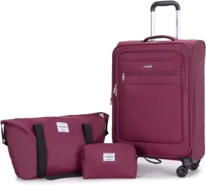 Tripcomp Luggage Sets 5 Piece with Spinner Wheel,Expandable Softside Luggage Sets with Travel Duffel Bag,Lightweight Travel Luggage set (3 Piece set (DB/TB), RED)