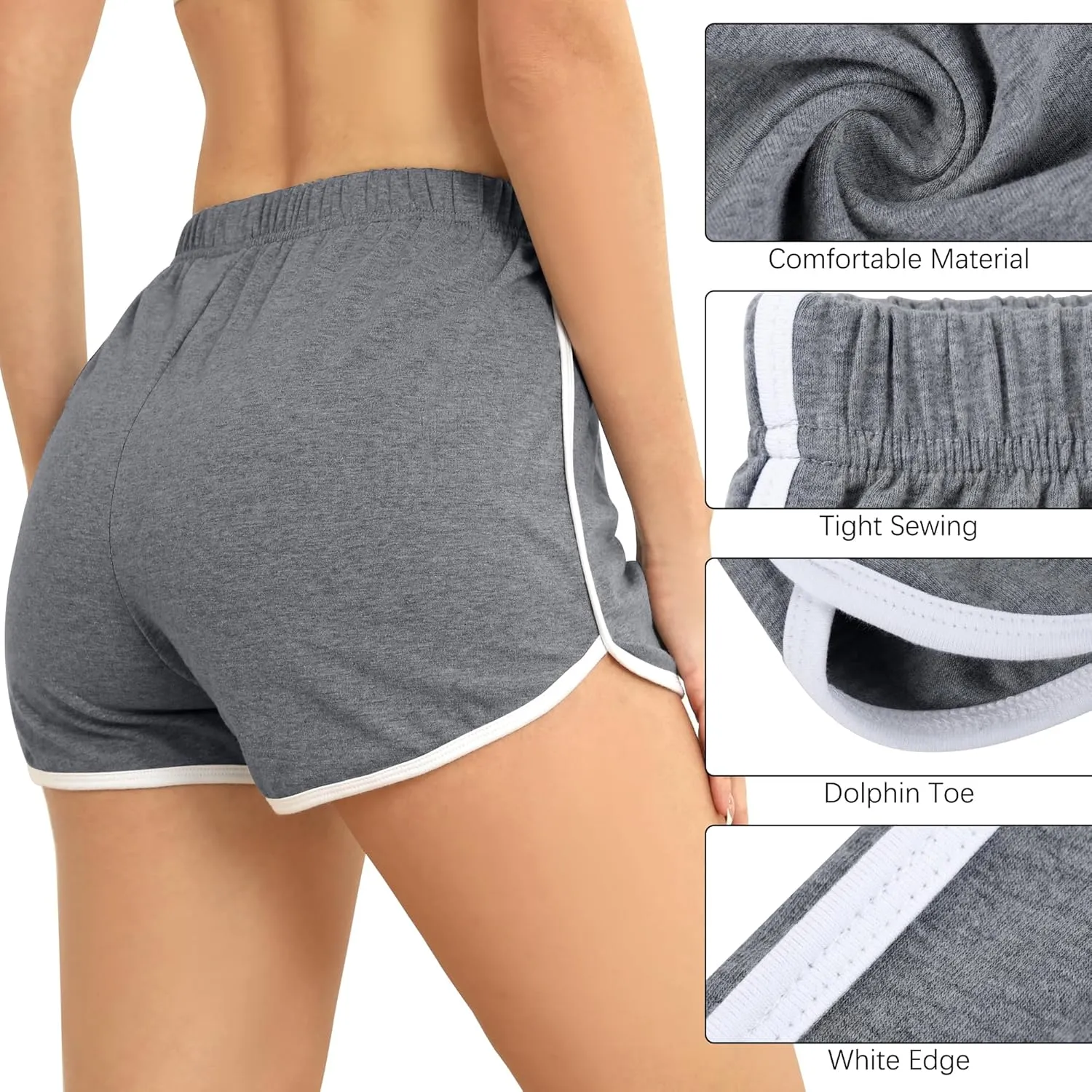 URATOT 4 Pack Women's Cotton Dance Yoga Sports Short Summer Running Athletic Pant Waistband Loose Shorts for Women