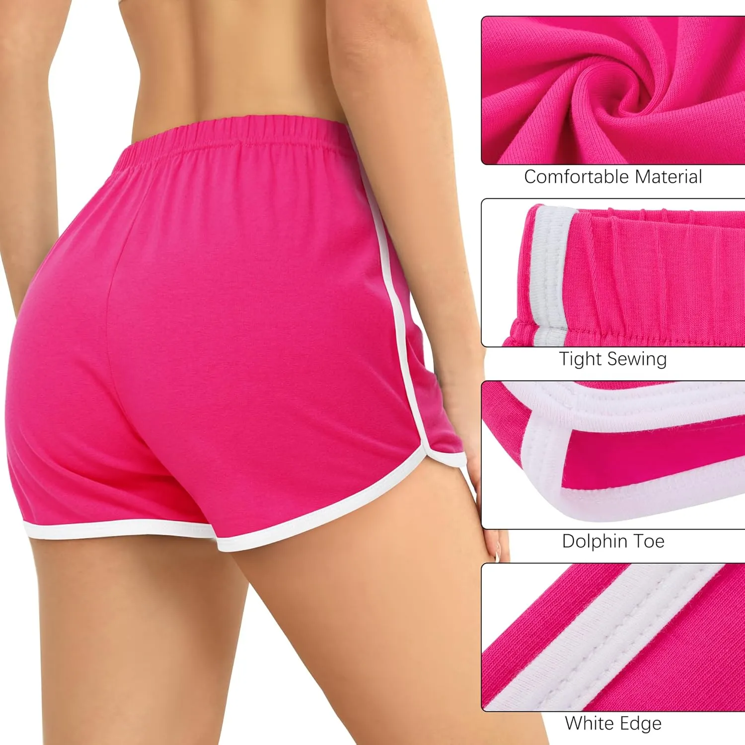 URATOT 4 Pack Women's Cotton Dance Yoga Sports Short Summer Running Athletic Pant Waistband Loose Shorts for Women
