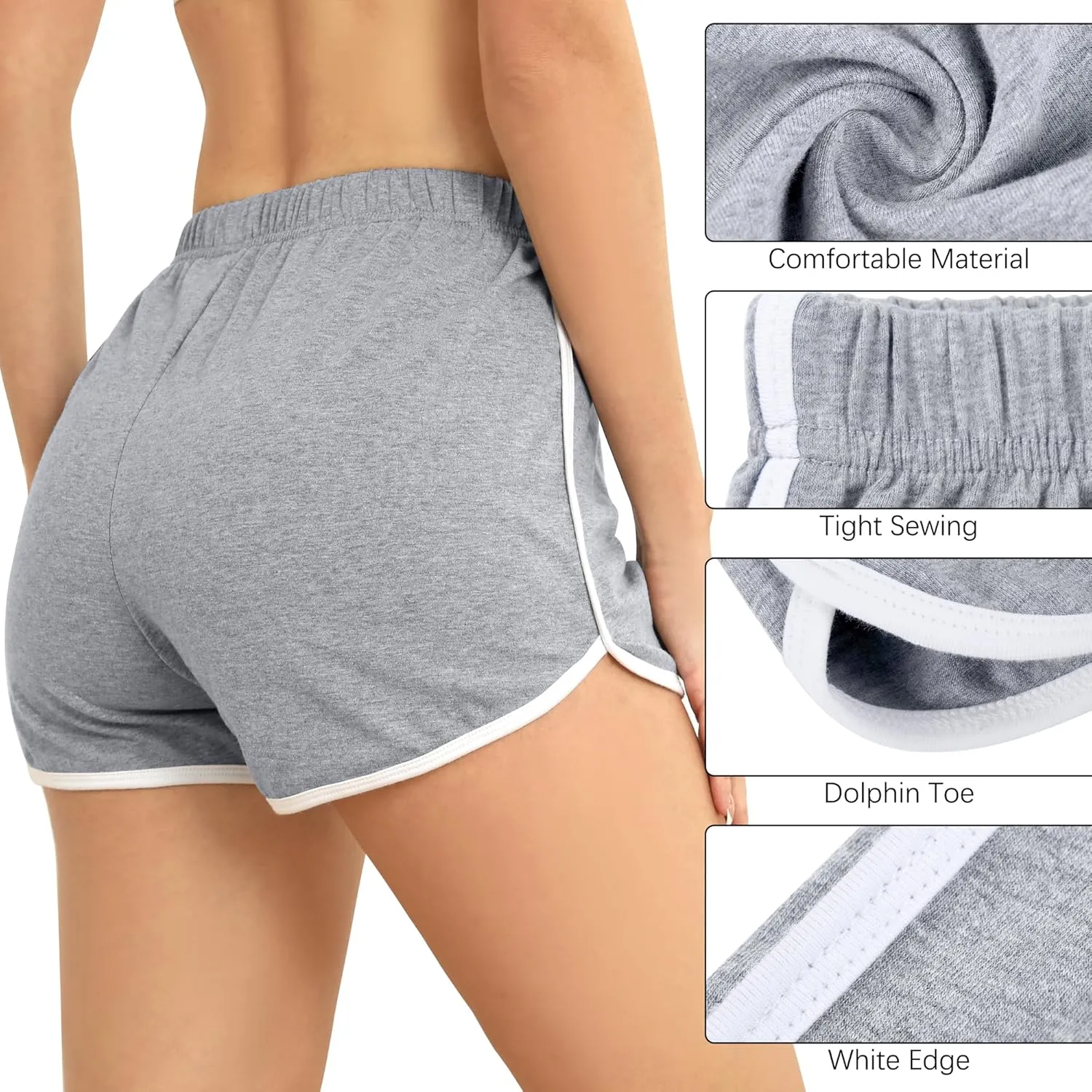 URATOT 4 Pack Women's Cotton Dance Yoga Sports Short Summer Running Athletic Pant Waistband Loose Shorts for Women