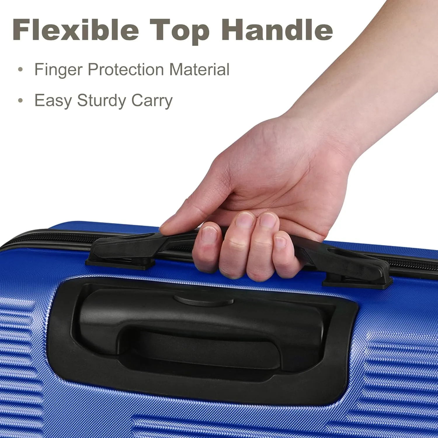 VANELC 3 Piece Luggage Sets with TSA Lock ABS, Durable Luggage Set, Lightweight Suitcase with Hooks, Spinner Wheels, Cross Stripe Luggage Sets 20in/24in/28in (Blue, 3PCS)