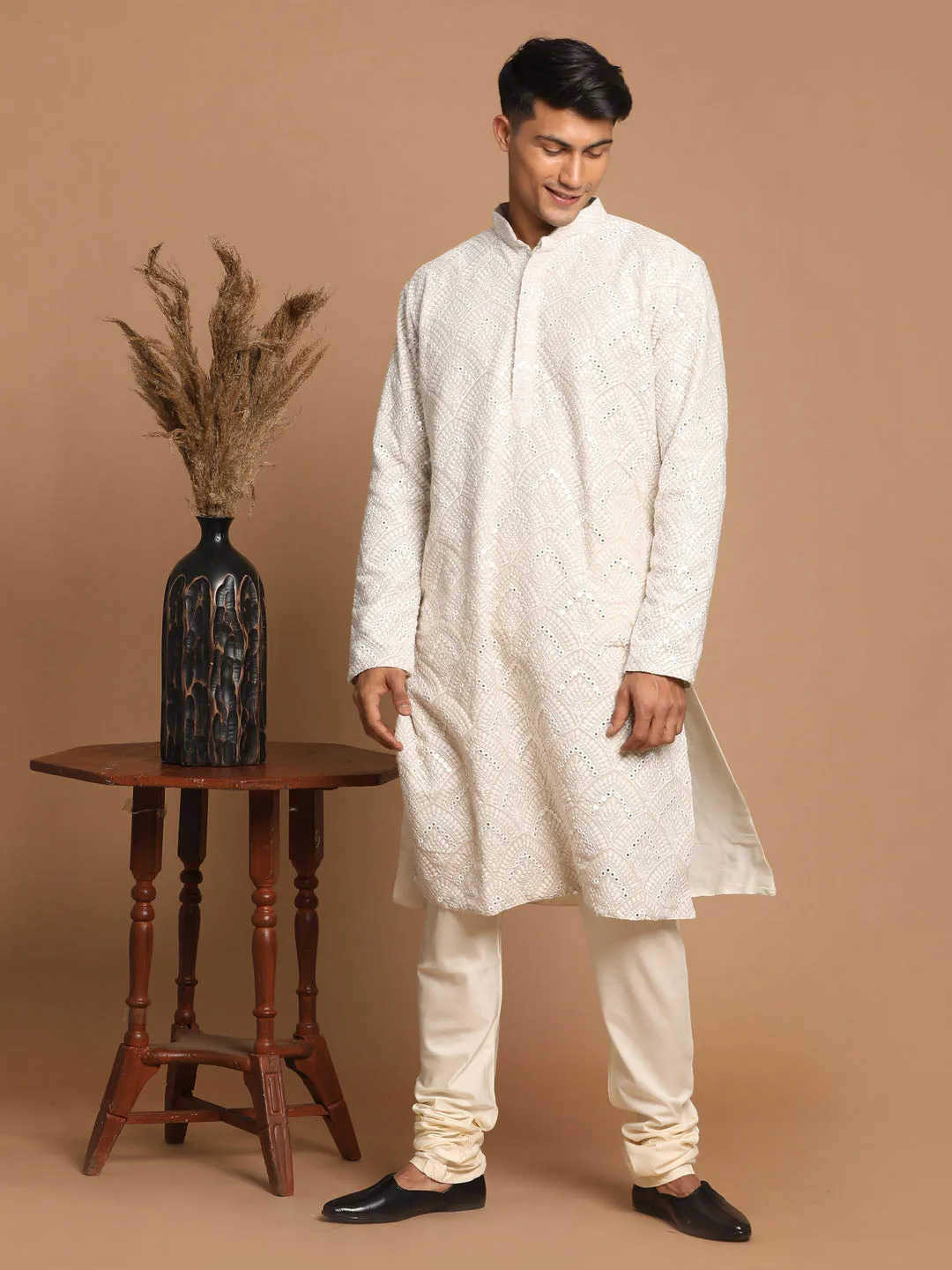 Vastramay Grey Mirror Kurta Pyjama Set