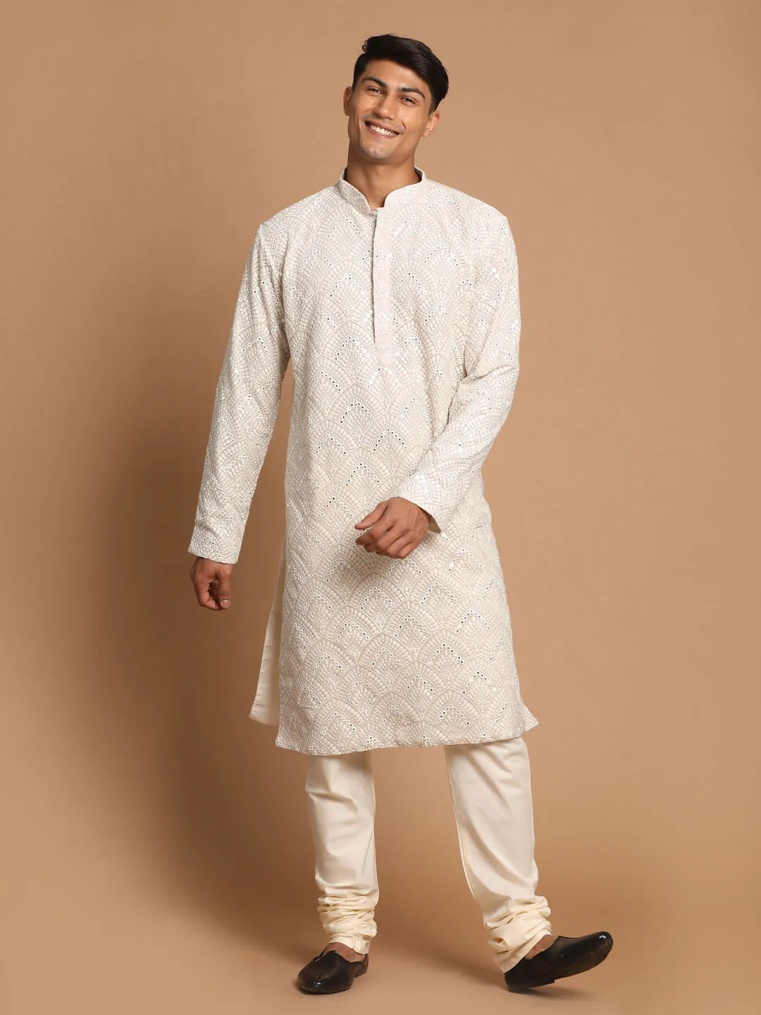 Vastramay Grey Mirror Kurta Pyjama Set