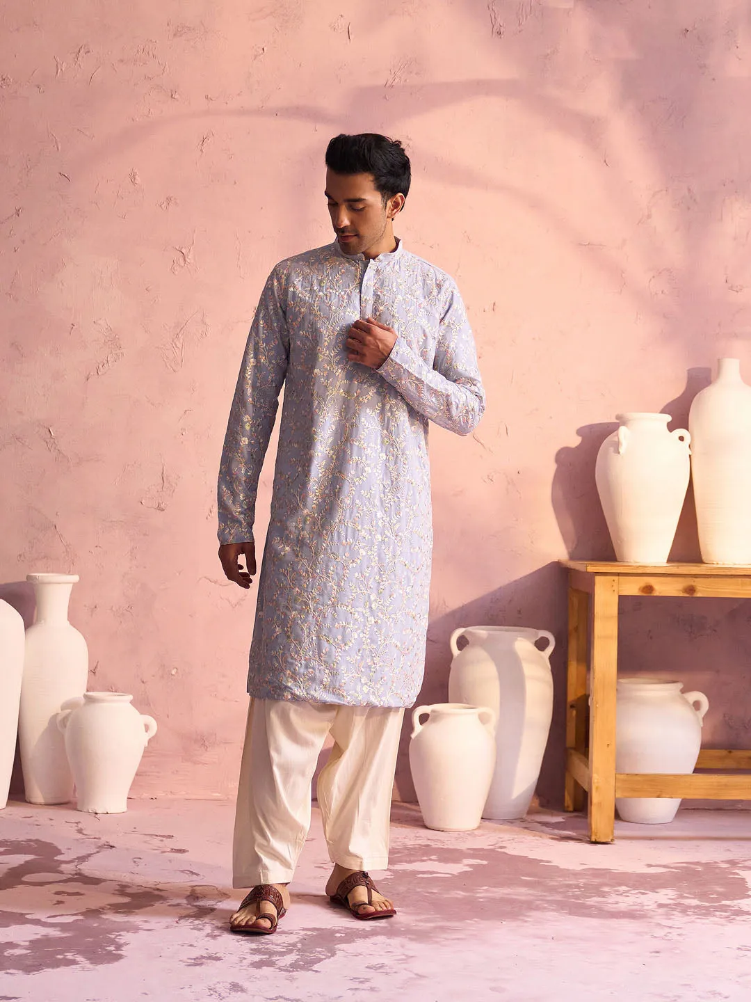 Vastramay Sky Blue Georgette Kurta Set