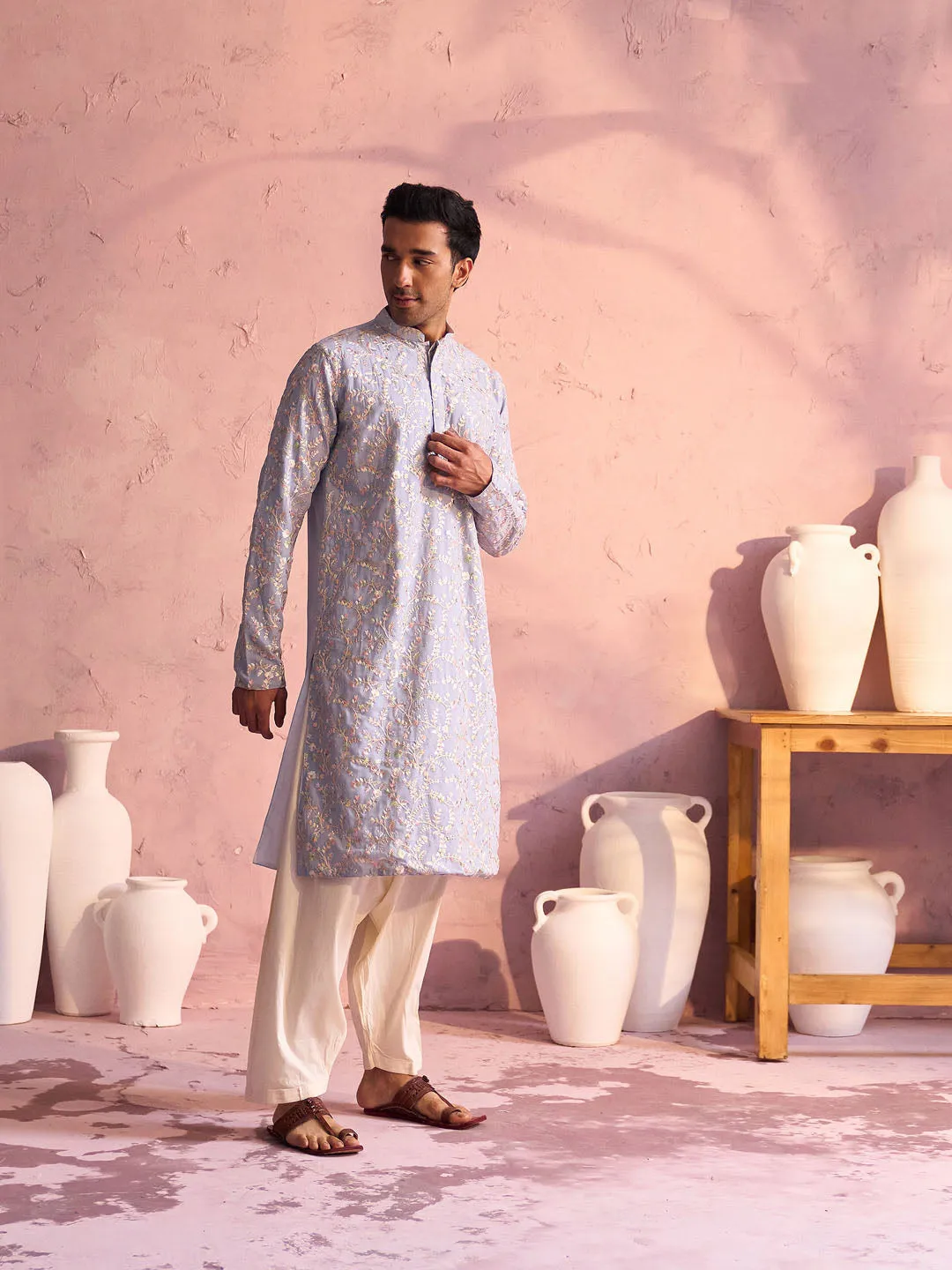 Vastramay Sky Blue Georgette Kurta Set
