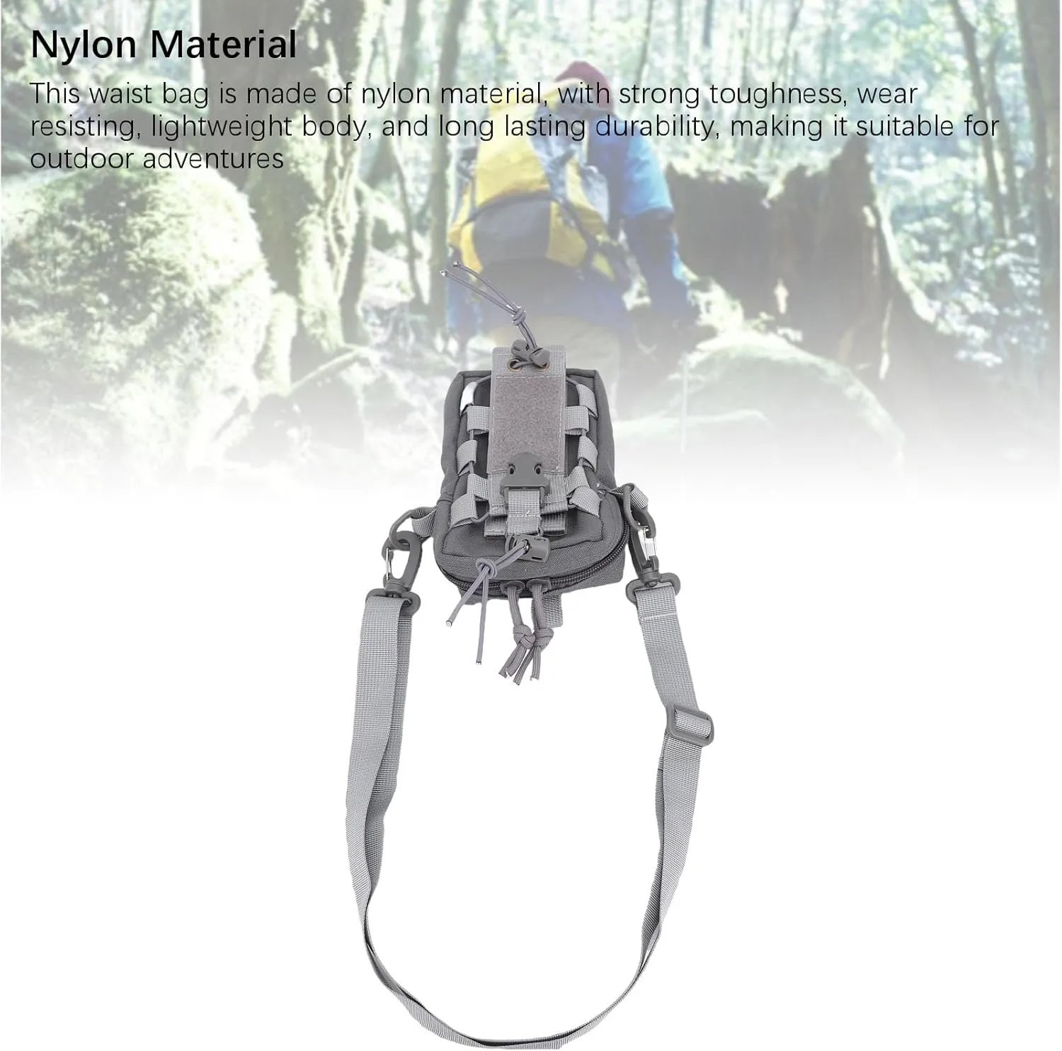 Water Bottle Waist Bag, Adjustable Waist Hanging Pack for Outdoor Sports Travel Hiking (Grey)