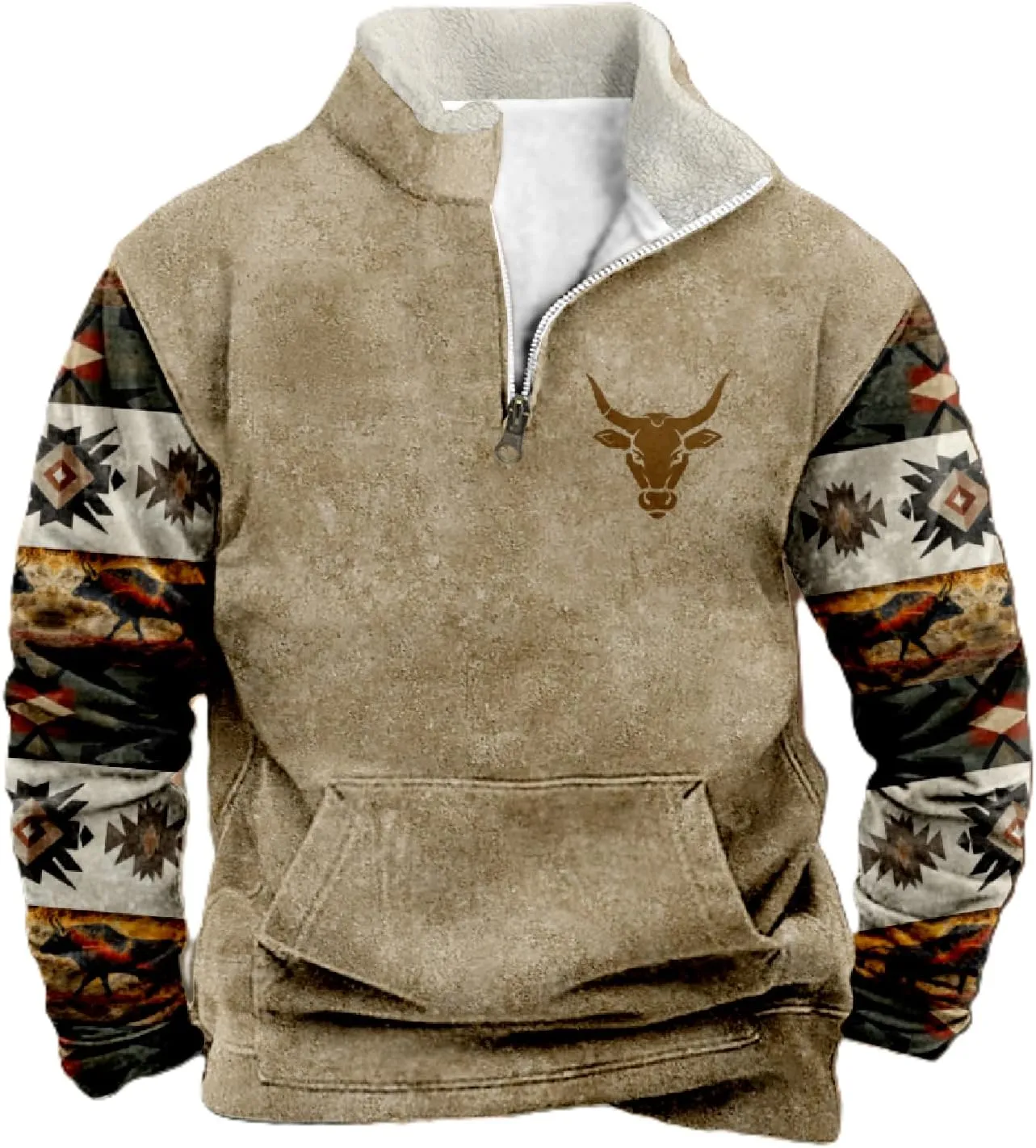 Western Sweatshirts for Men Cool Lightweight Novlety Long Sleeve Half Zip Pullover Crewneck Cowboy Hoodies
