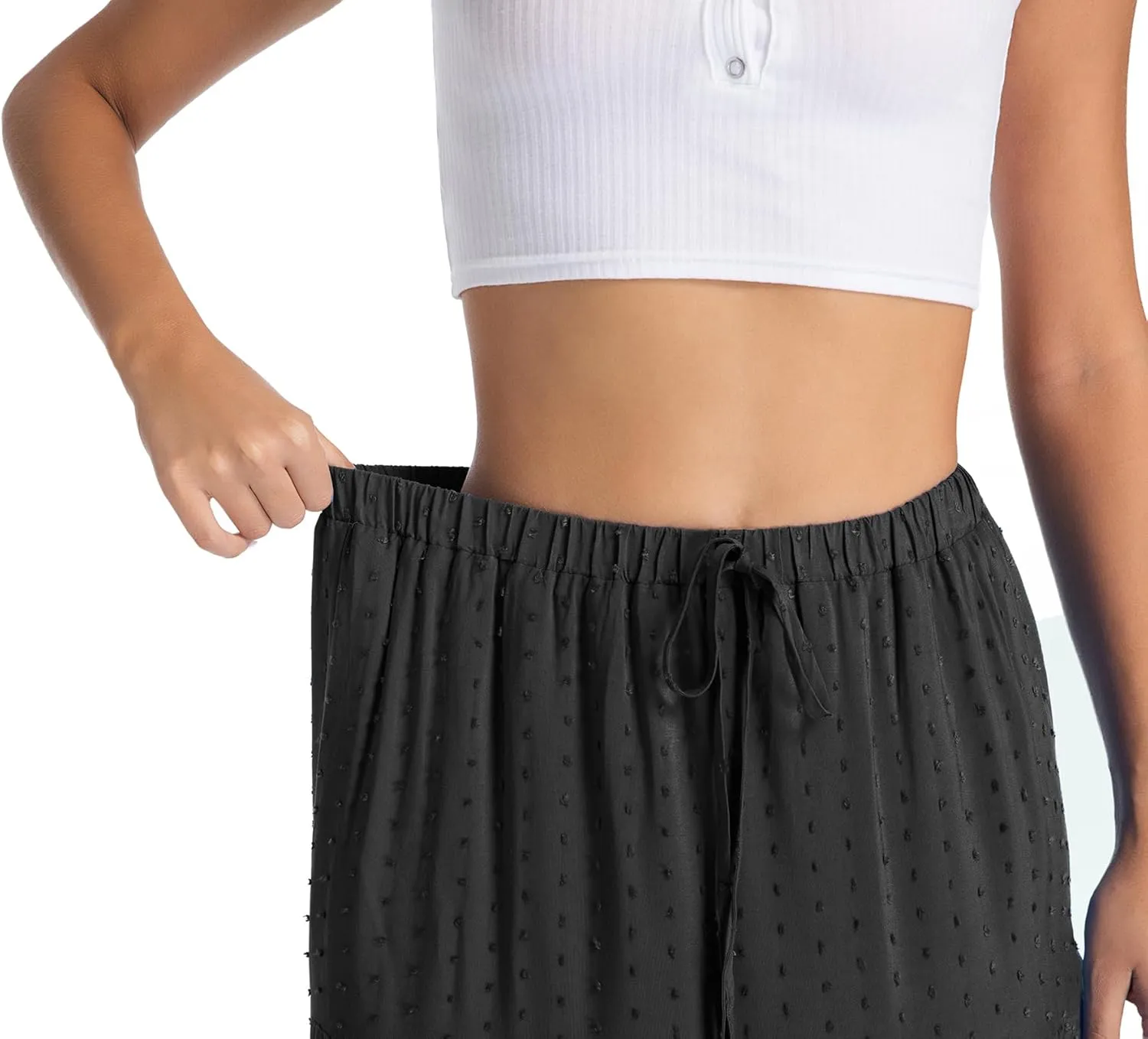 White Maxi Skirt for Women Casual Elastic Waist A-Line Pleated Summer Boho Beach Long Skirts