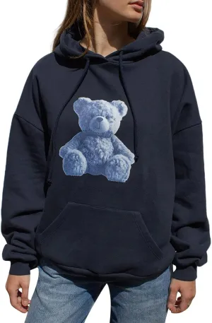 Women Graphic Hoodie Sweatshirt Y2K Fairy Grunge Loose Oversized Long Sleeve Hooded Pullover Fall Winter Streetwear