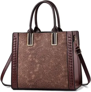 Women Purses and Handbags Multi-pockets Tote Handbag Retro Top Handle Satchel Purse Leather Shoulder Handbag for Work