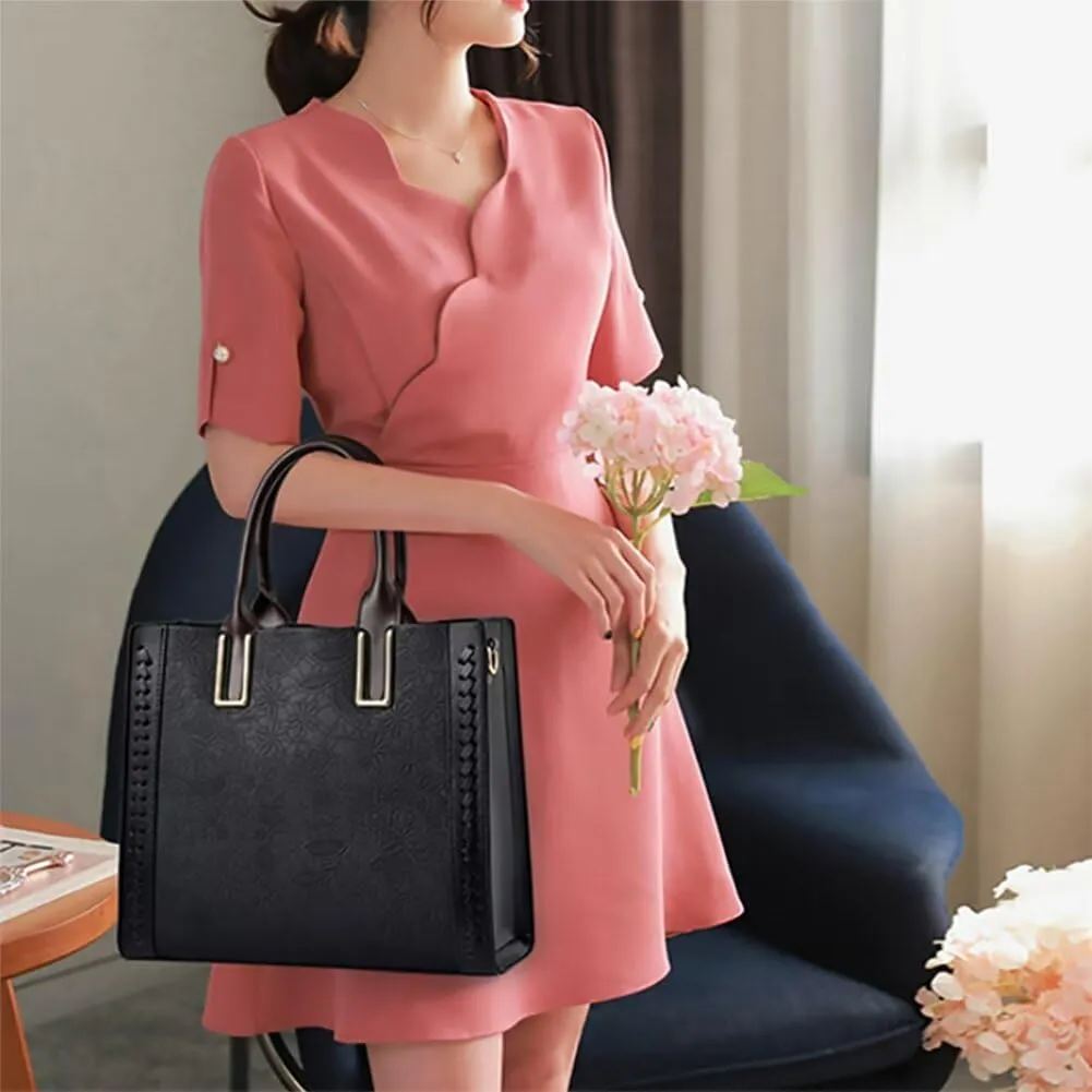 Women Purses and Handbags Multi-pockets Tote Handbag Retro Top Handle Satchel Purse Leather Shoulder Handbag for Work