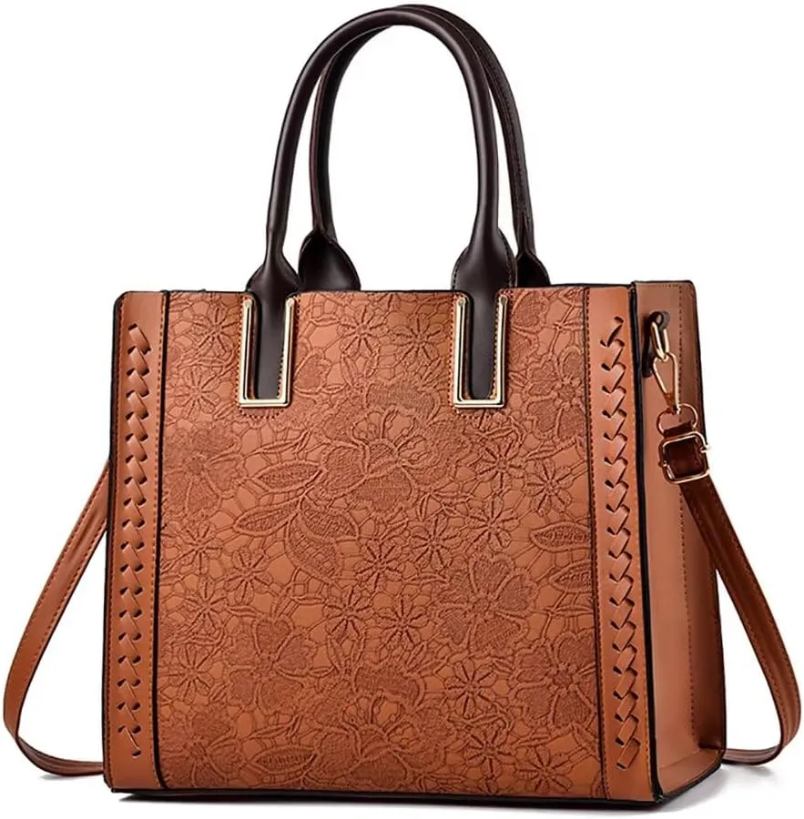 Women Purses and Handbags Multi-pockets Tote Handbag Retro Top Handle Satchel Purse Leather Shoulder Handbag for Work
