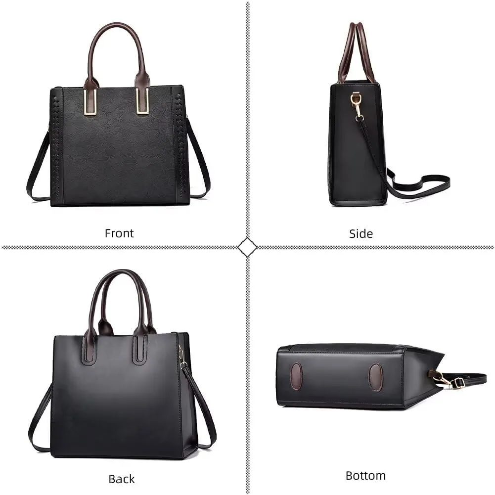 Women Purses and Handbags Multi-pockets Tote Handbag Retro Top Handle Satchel Purse Leather Shoulder Handbag for Work