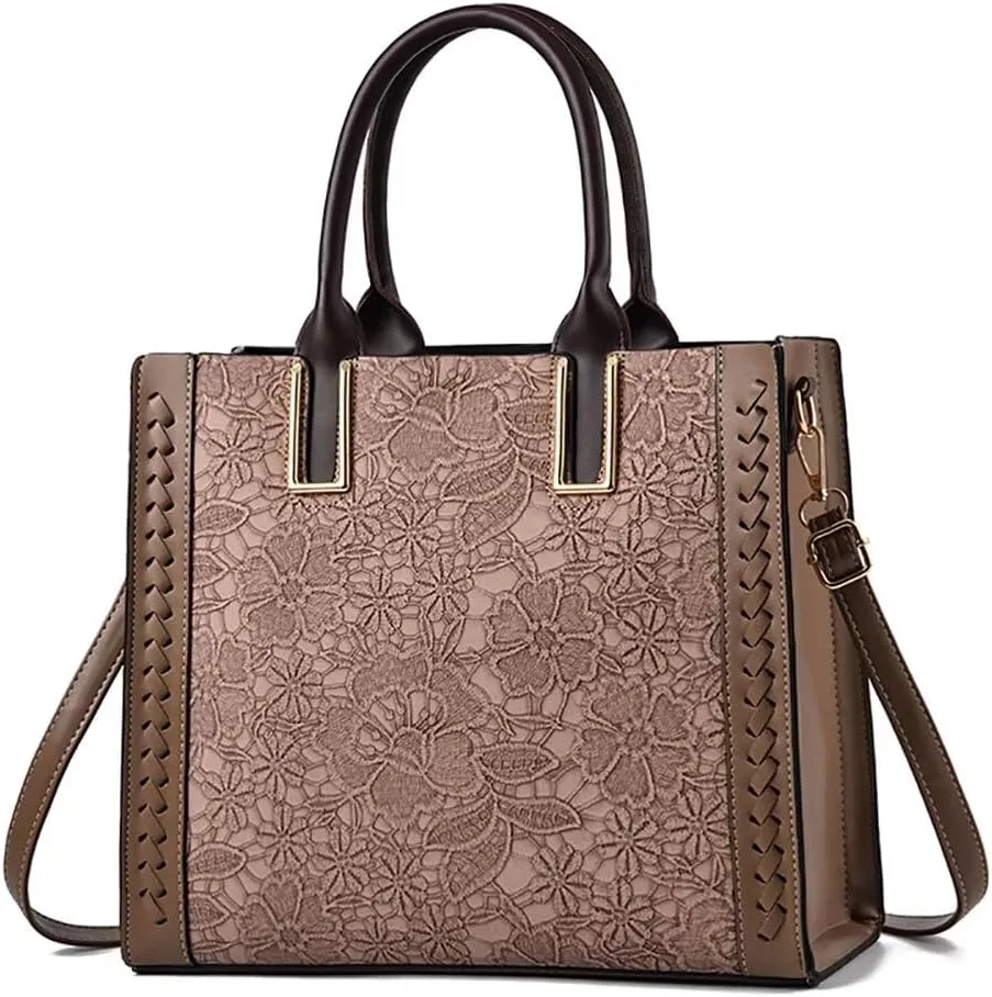Women Purses and Handbags Multi-pockets Tote Handbag Retro Top Handle Satchel Purse Leather Shoulder Handbag for Work
