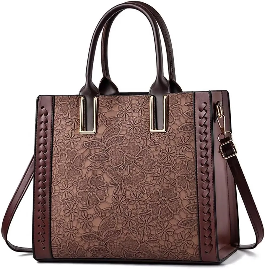 Women Purses and Handbags Multi-pockets Tote Handbag Retro Top Handle Satchel Purse Leather Shoulder Handbag for Work
