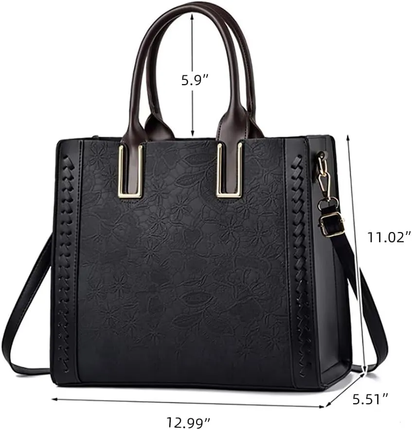 Women Purses and Handbags Multi-pockets Tote Handbag Retro Top Handle Satchel Purse Leather Shoulder Handbag for Work