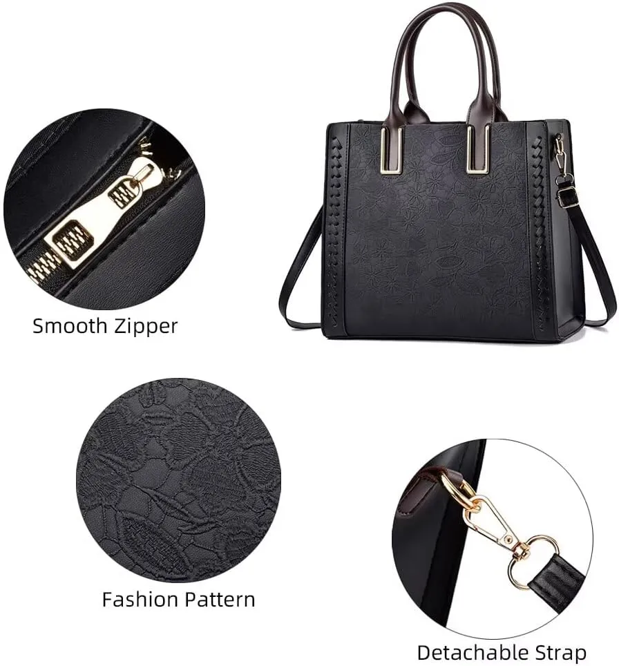 Women Purses and Handbags Multi-pockets Tote Handbag Retro Top Handle Satchel Purse Leather Shoulder Handbag for Work