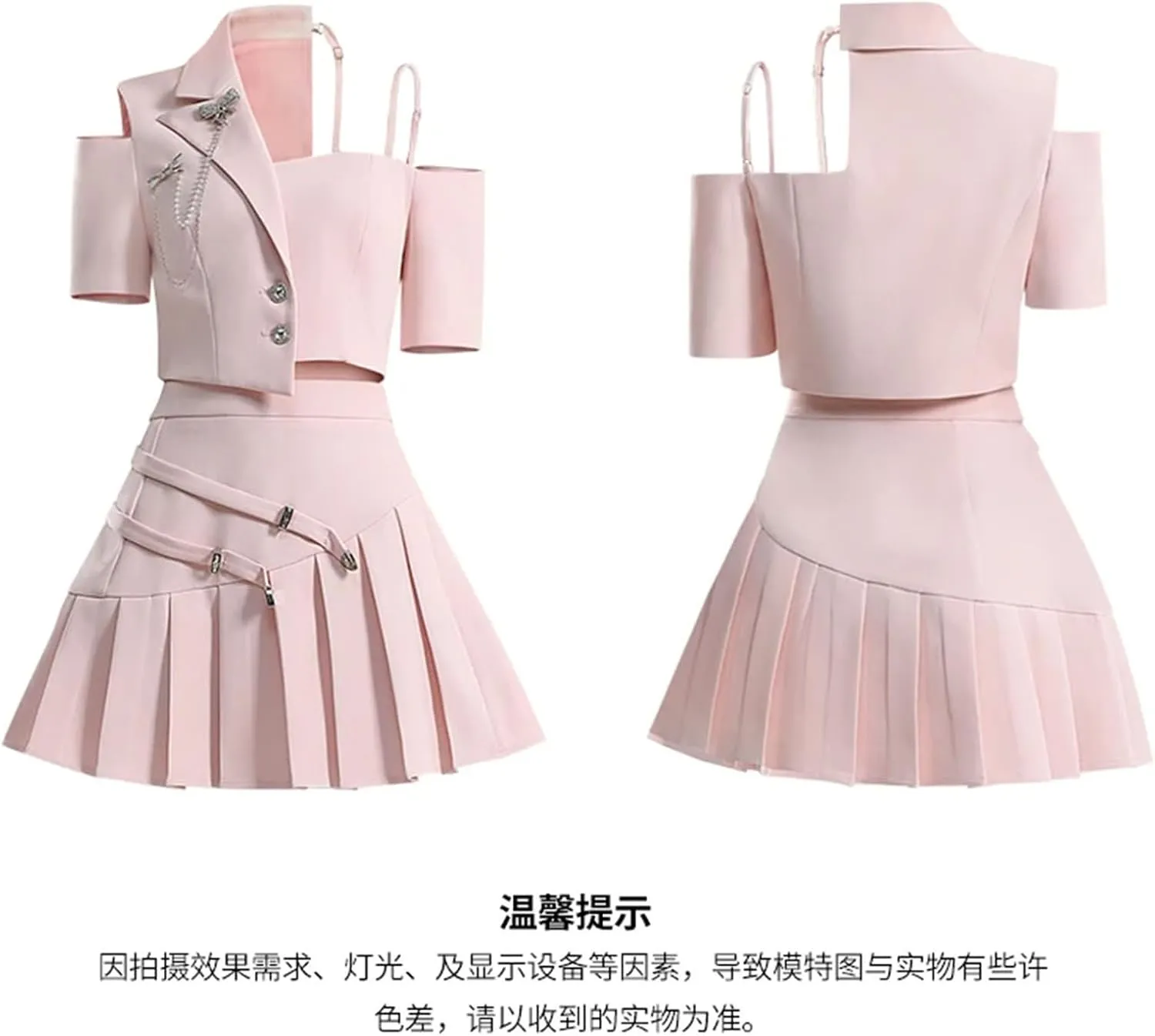WomenS Asymmetric Off-Shoulder Top with Pleated Skirt Set Summer Party Wear High Waist Two Piece Outfit