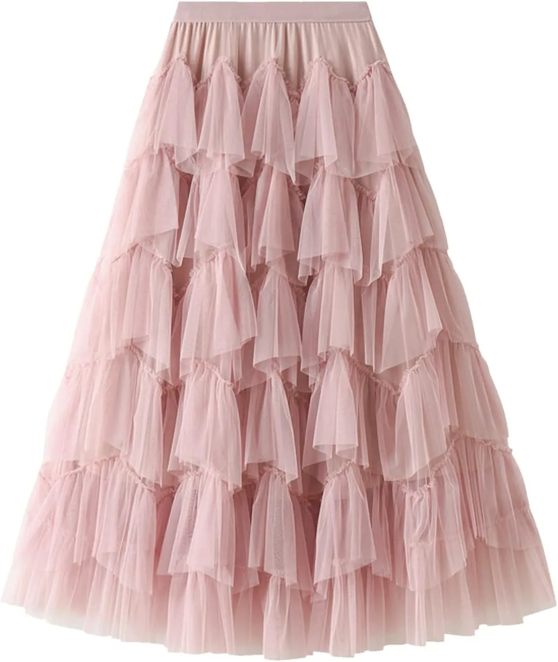 Women's Floral Midi Skirt Layered Heavy Industry Cake Skirts Vintage Irregular Beach Thin Skirt Pleated Cheer