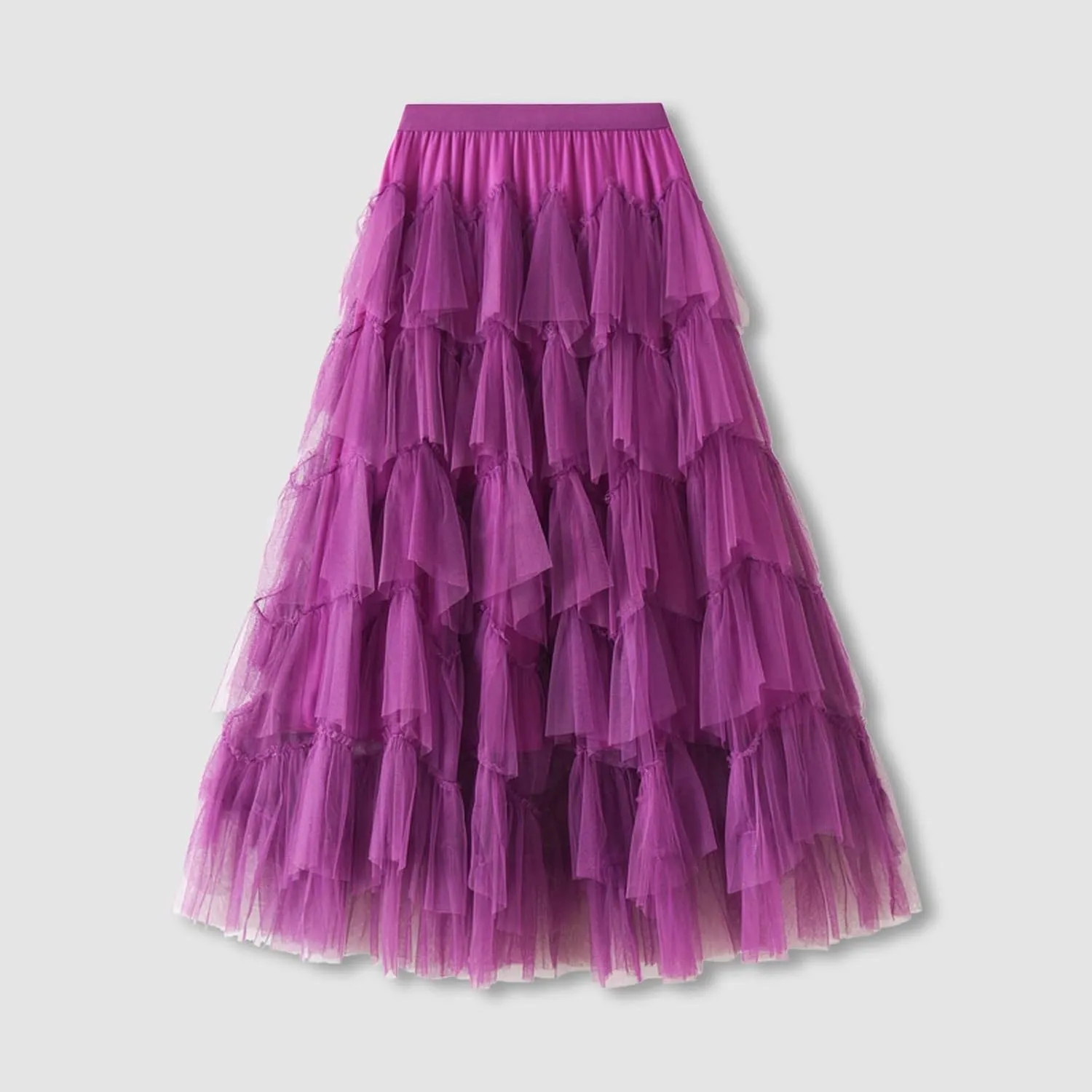 Women's Floral Midi Skirt Layered Heavy Industry Cake Skirts Vintage Irregular Beach Thin Skirt Pleated Cheer