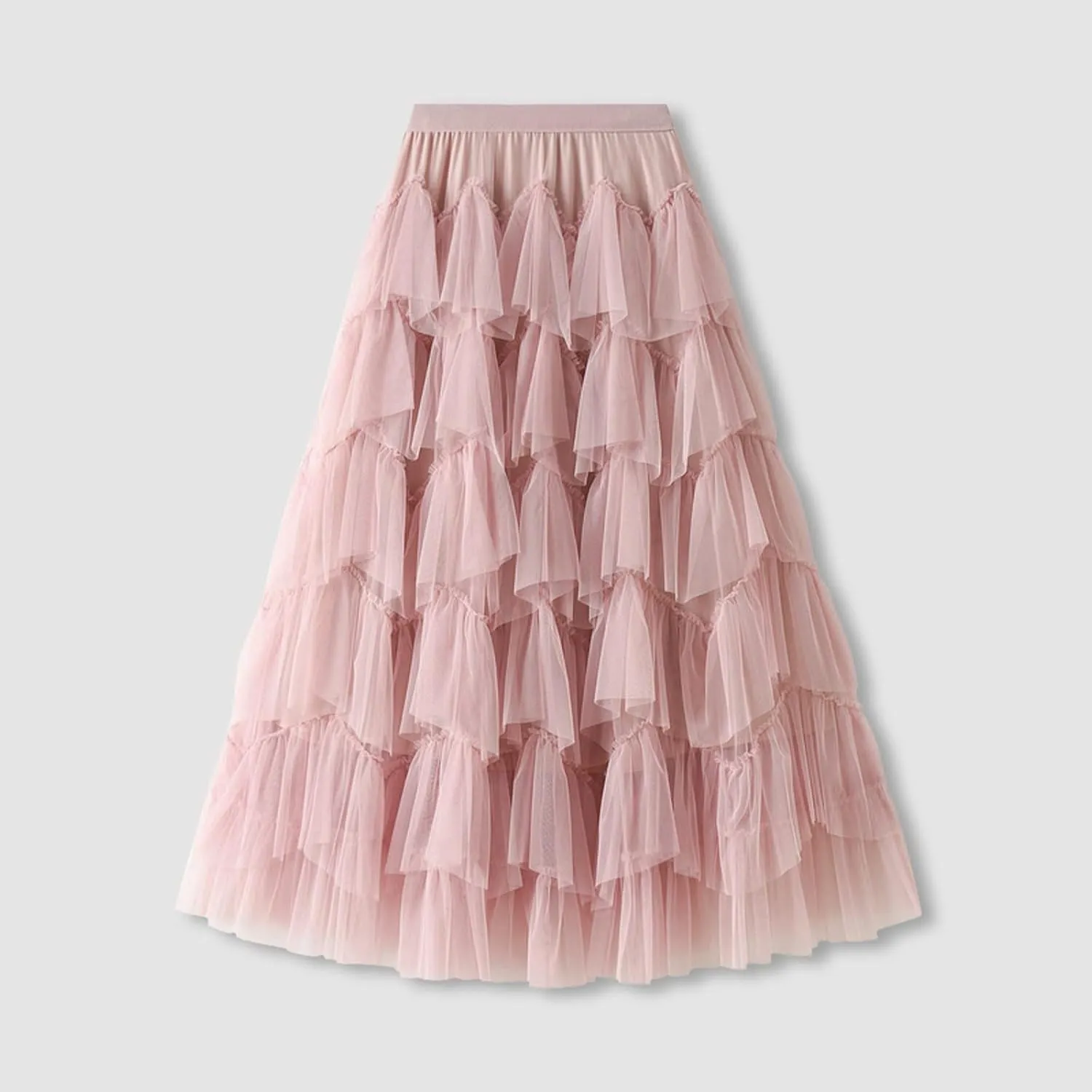 Women's Floral Midi Skirt Layered Heavy Industry Cake Skirts Vintage Irregular Beach Thin Skirt Pleated Cheer