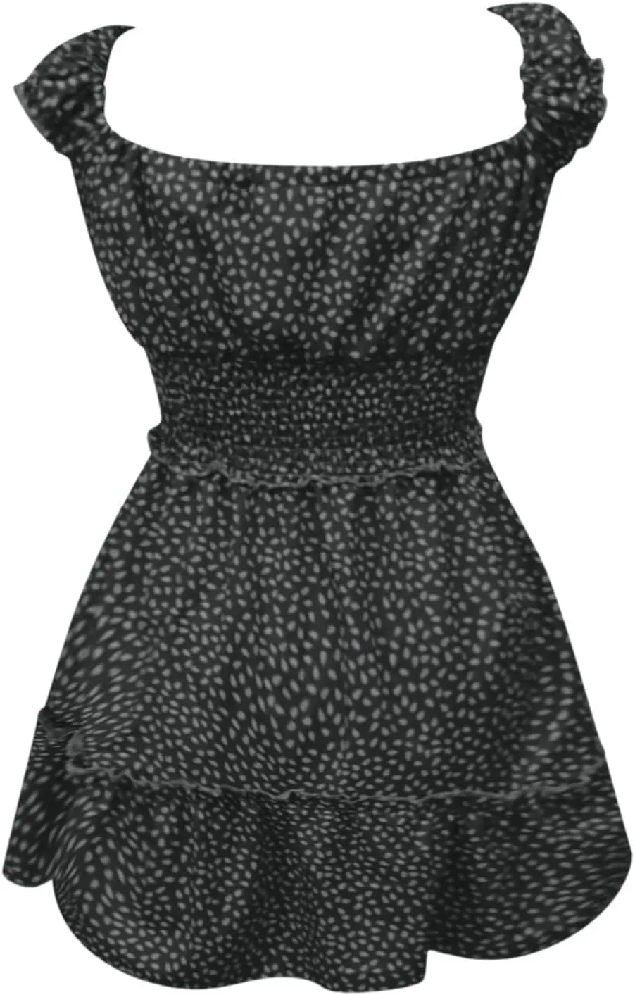 Women's Floral Smocked Tiered Ruffle Dress Pleated High Waist Sweetheart Neckline Mini Dresses Short Sundress