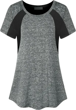 Women's Short Sleeve Round Neck Loose Fitting Athletic Yoga Shirt