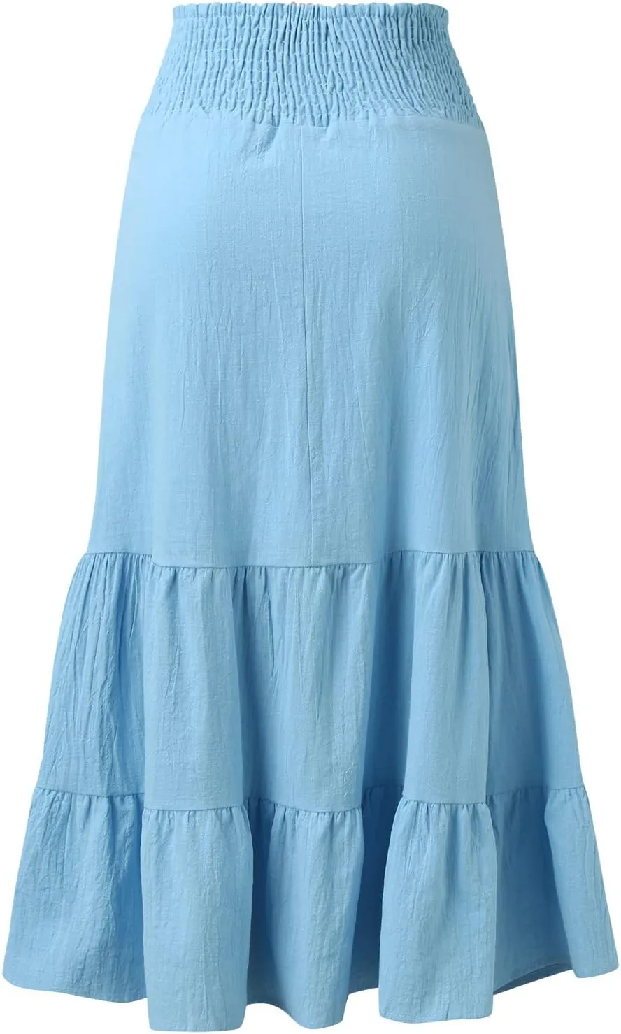 Womens Skirts Pleated A-Line Swing Skirt Vintage Irregular Midi Skirts Ruffle Layered High Waist Hip Long Skirt