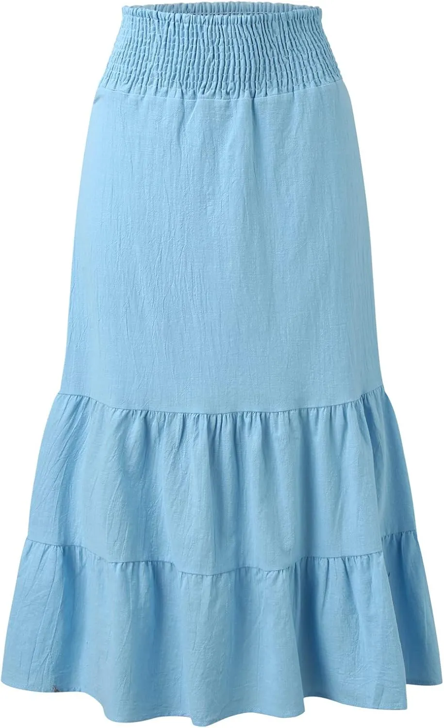 Womens Skirts Pleated A-Line Swing Skirt Vintage Irregular Midi Skirts Ruffle Layered High Waist Hip Long Skirt