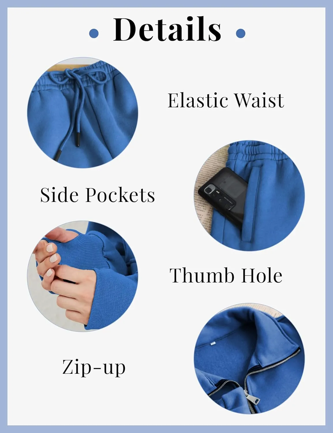Womens Sweatsuits Fleece Lined Jogging Sweatpants and Half Zip Sweatshirts 2 Piece Matching Sweat Sets
