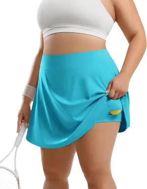 Women's Tennis Skorts with 2 Pockets Plus Size Golf Skirts High Waisted Pleated Athletic Skirt for Pickleball Running
