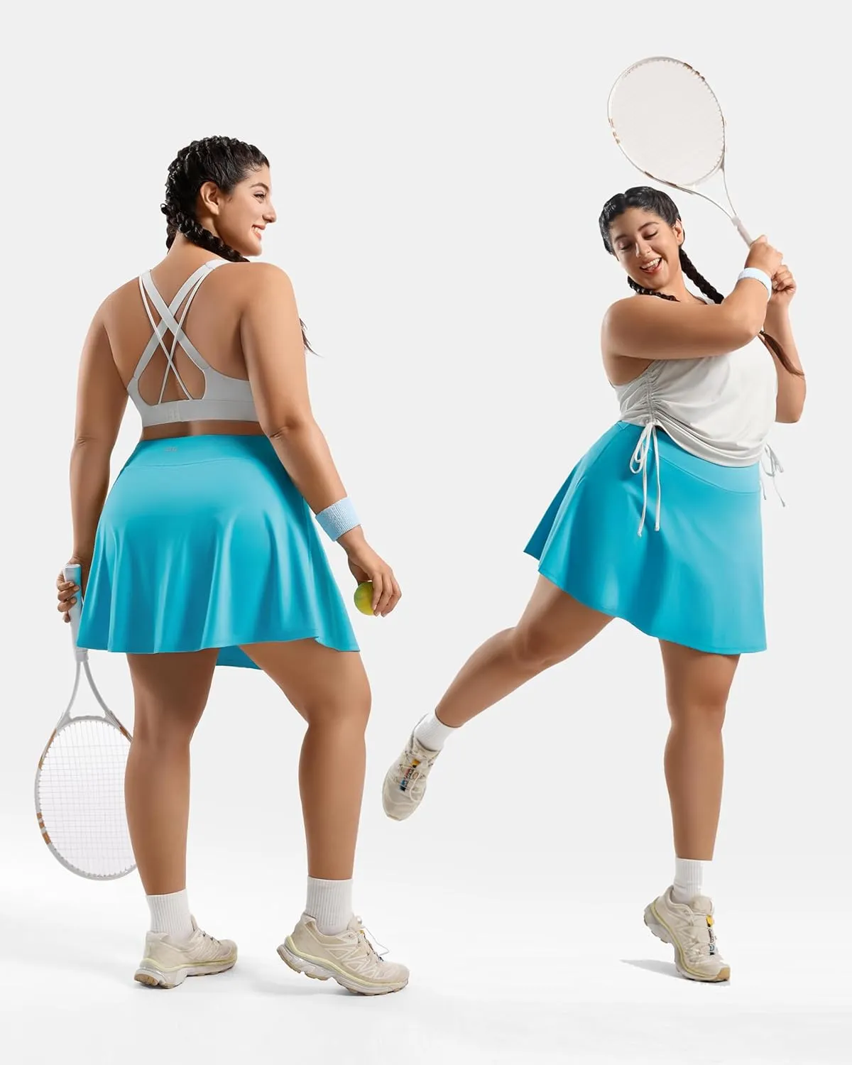Women's Tennis Skorts with 2 Pockets Plus Size Golf Skirts High Waisted Pleated Athletic Skirt for Pickleball Running