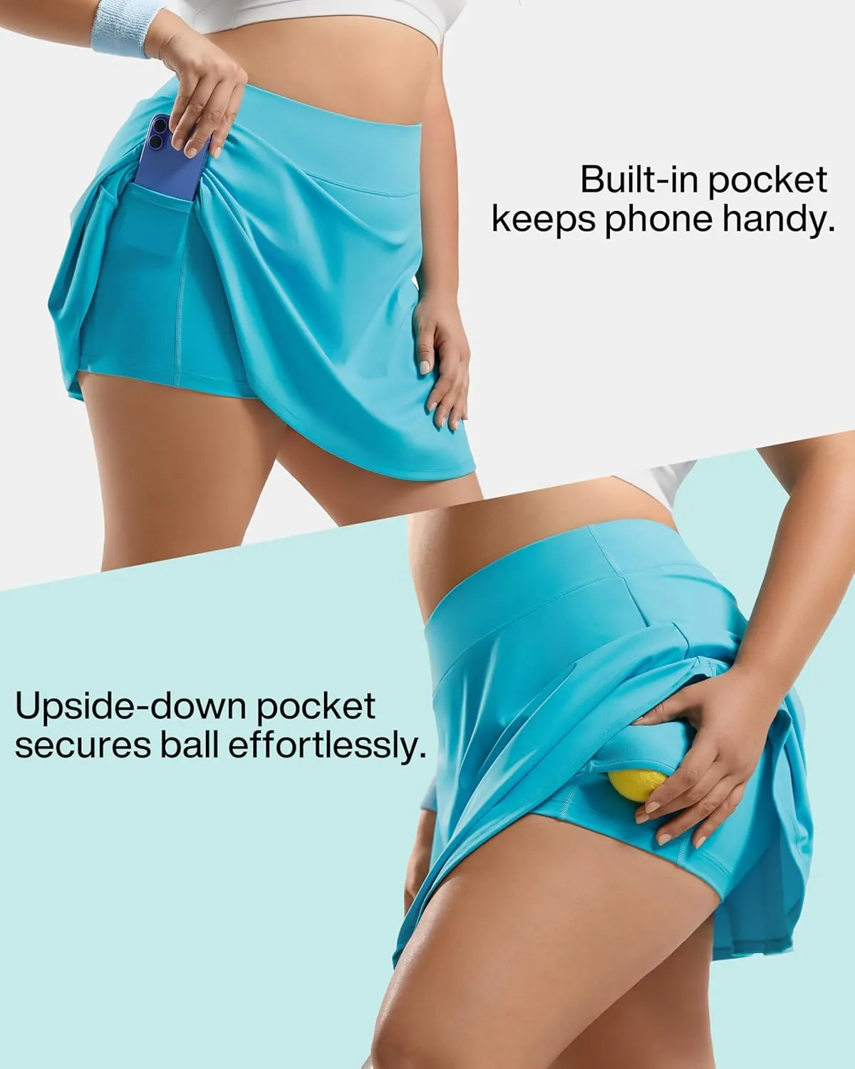 Women's Tennis Skorts with 2 Pockets Plus Size Golf Skirts High Waisted Pleated Athletic Skirt for Pickleball Running