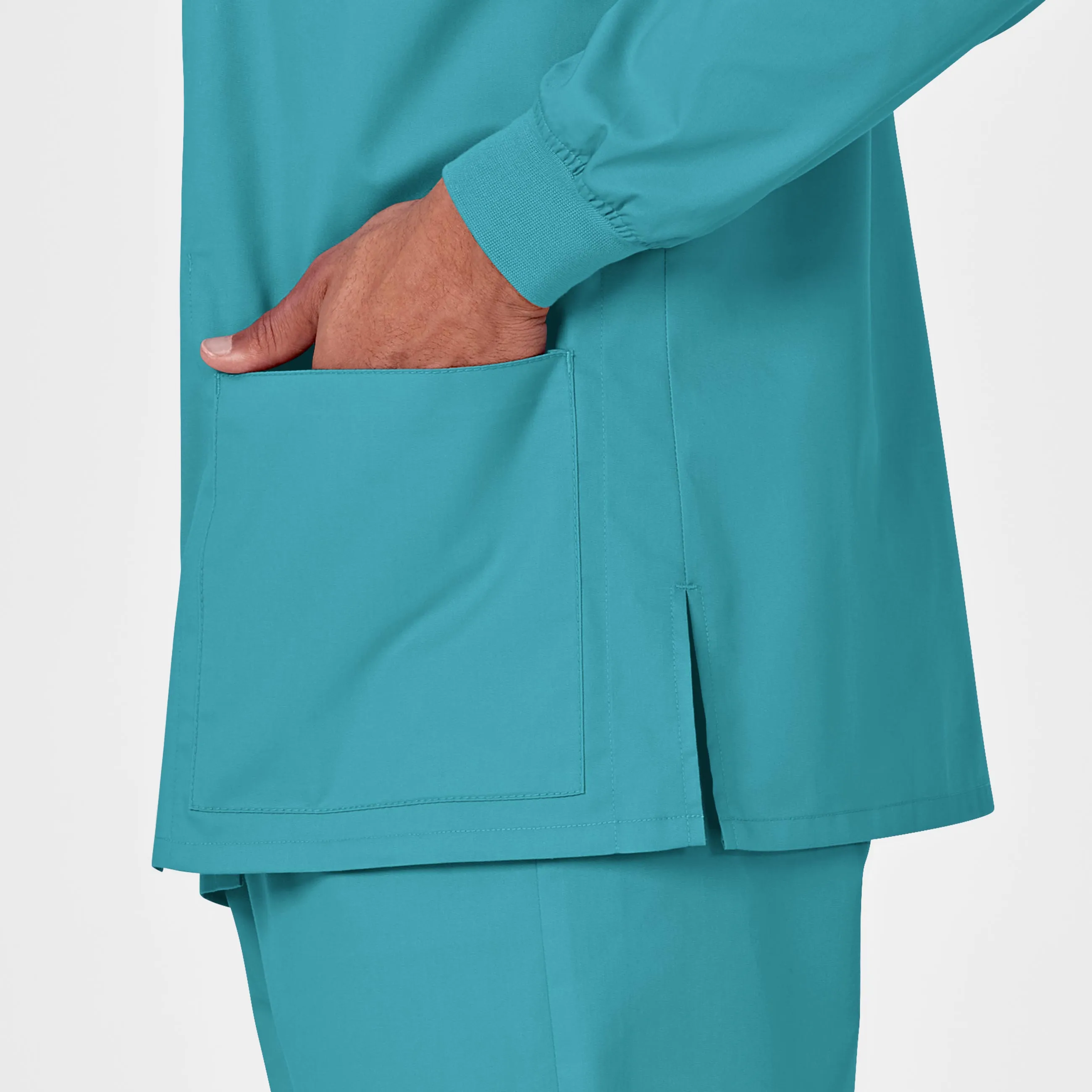 WonderWORK Unisex Snap Front Scrub Jacket - Teal Blue