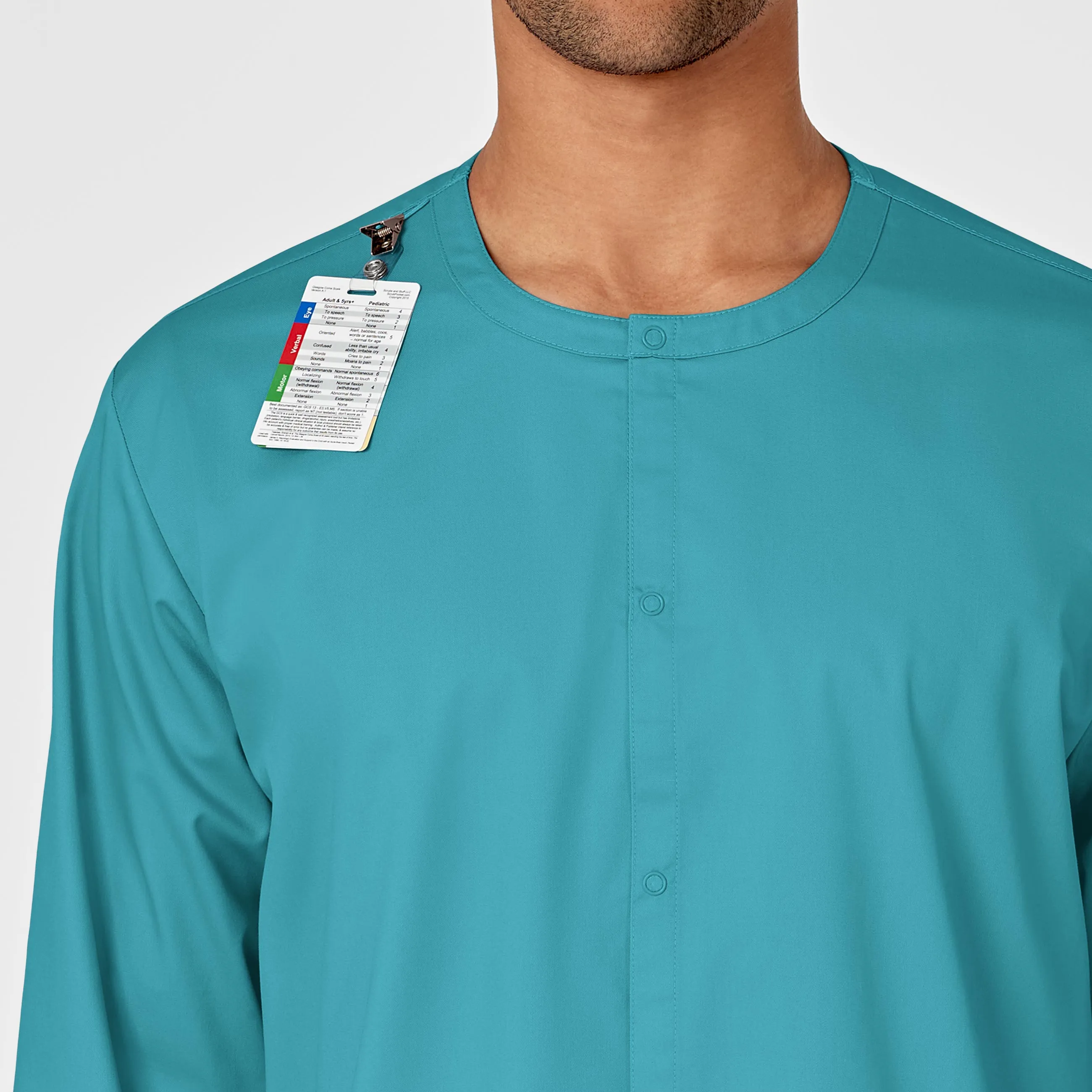 WonderWORK Unisex Snap Front Scrub Jacket - Teal Blue