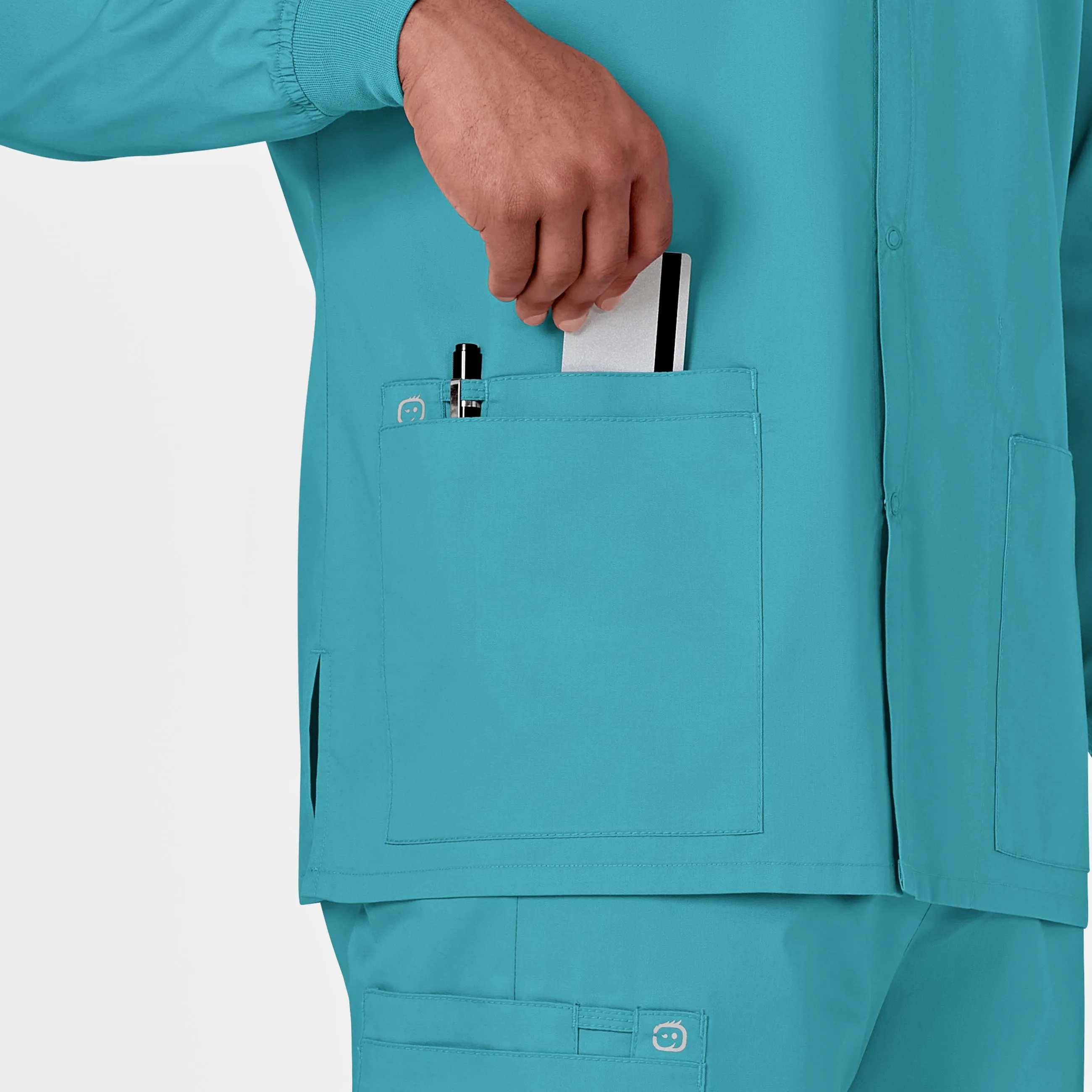 WonderWORK Unisex Snap Front Scrub Jacket - Teal Blue