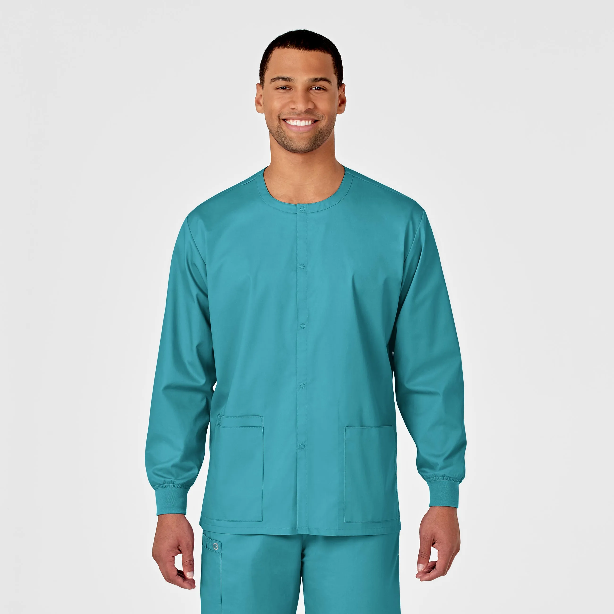 WonderWORK Unisex Snap Front Scrub Jacket - Teal Blue
