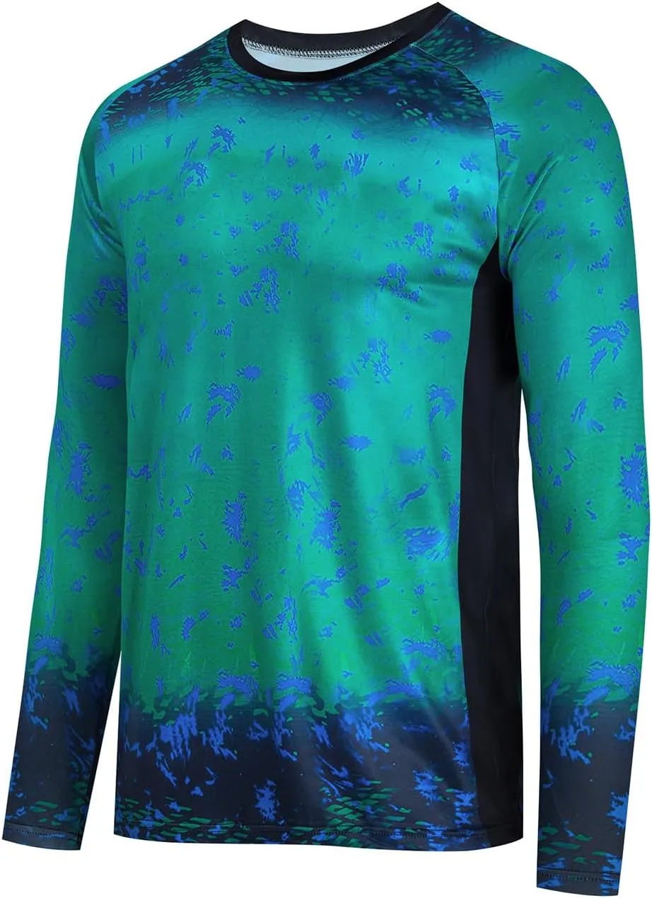 YIBIMOTTO Men's Sun Protection Fishing Tee for Men Printed Long Sleeve Shirt Quick Dry Sweatshirts Lightweight