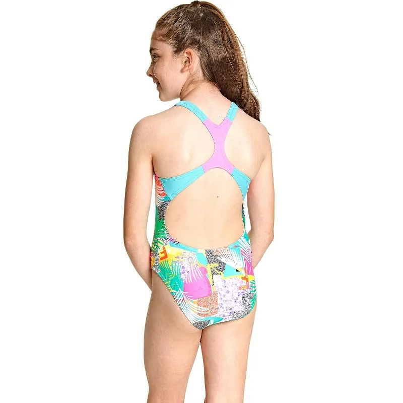 Zoggs Montage Rowleeback Girls Swimming Costume - Multi