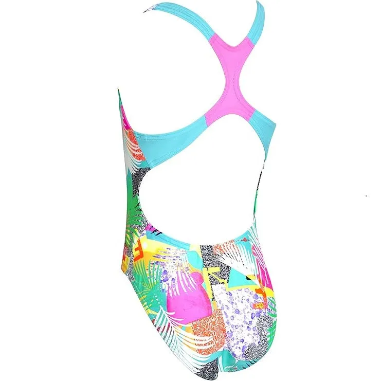 Zoggs Montage Rowleeback Girls Swimming Costume - Multi